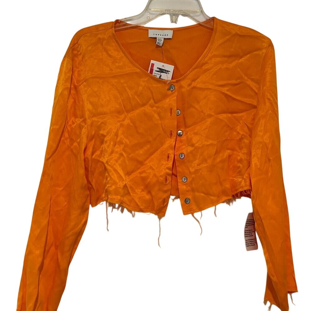 top shop shirt orange size small‎ new with tags